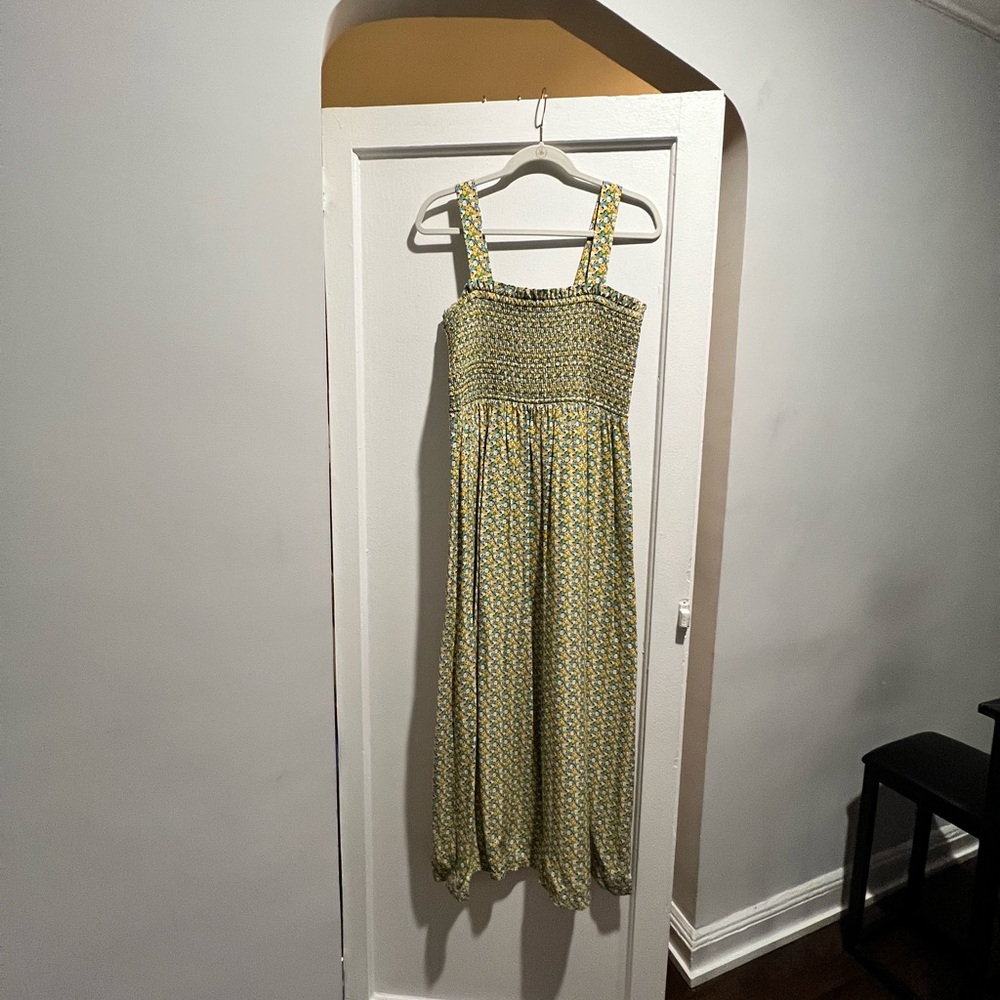 LOFT Floral Ruched Top Maxi Dress